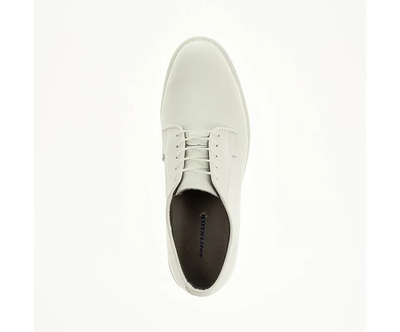 Bates Mens Lites White Leather Oxford Dress Shoe
