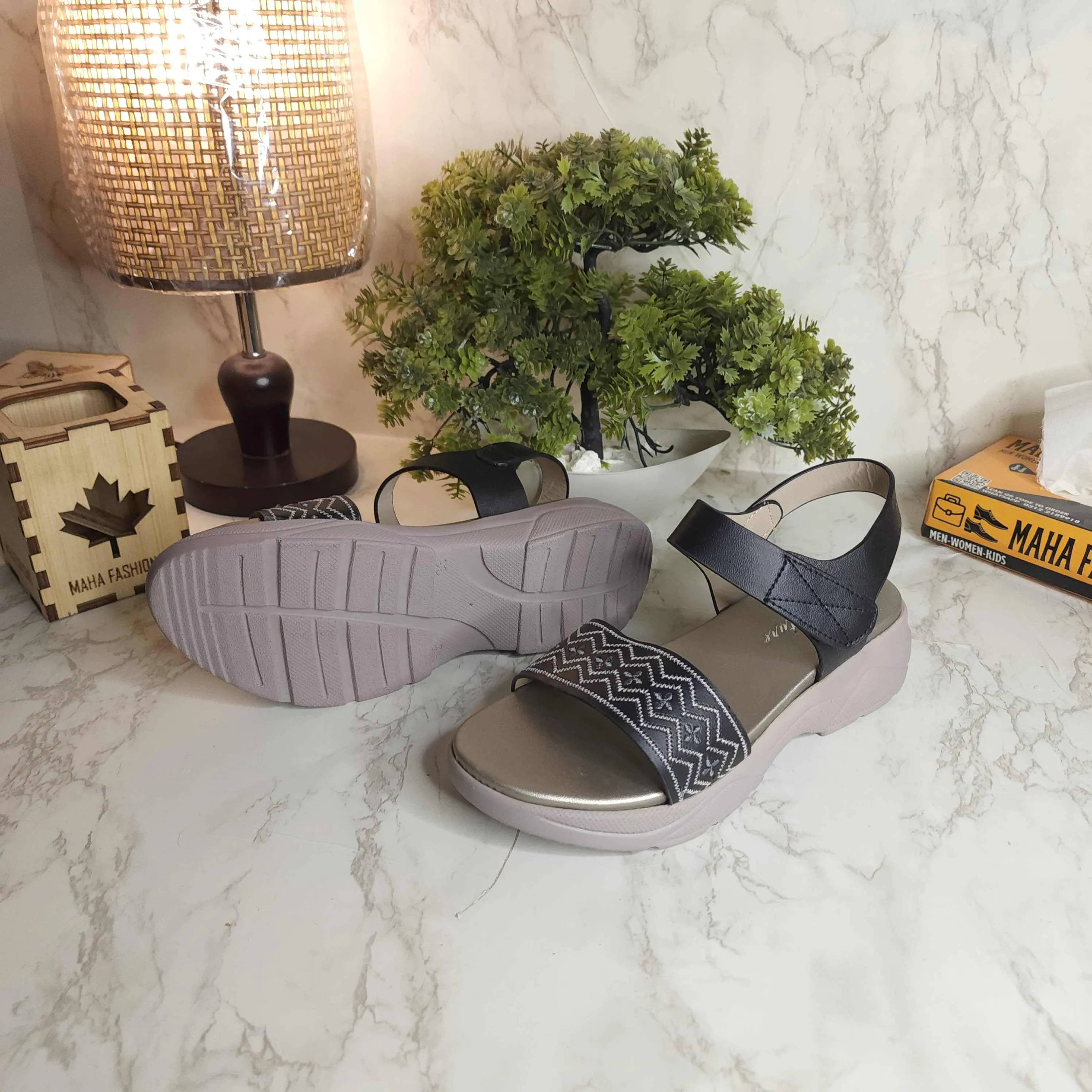 Black Wedge Sandals