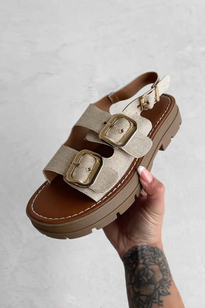 CHARLIE Chunky Buckle Sandals - Beige