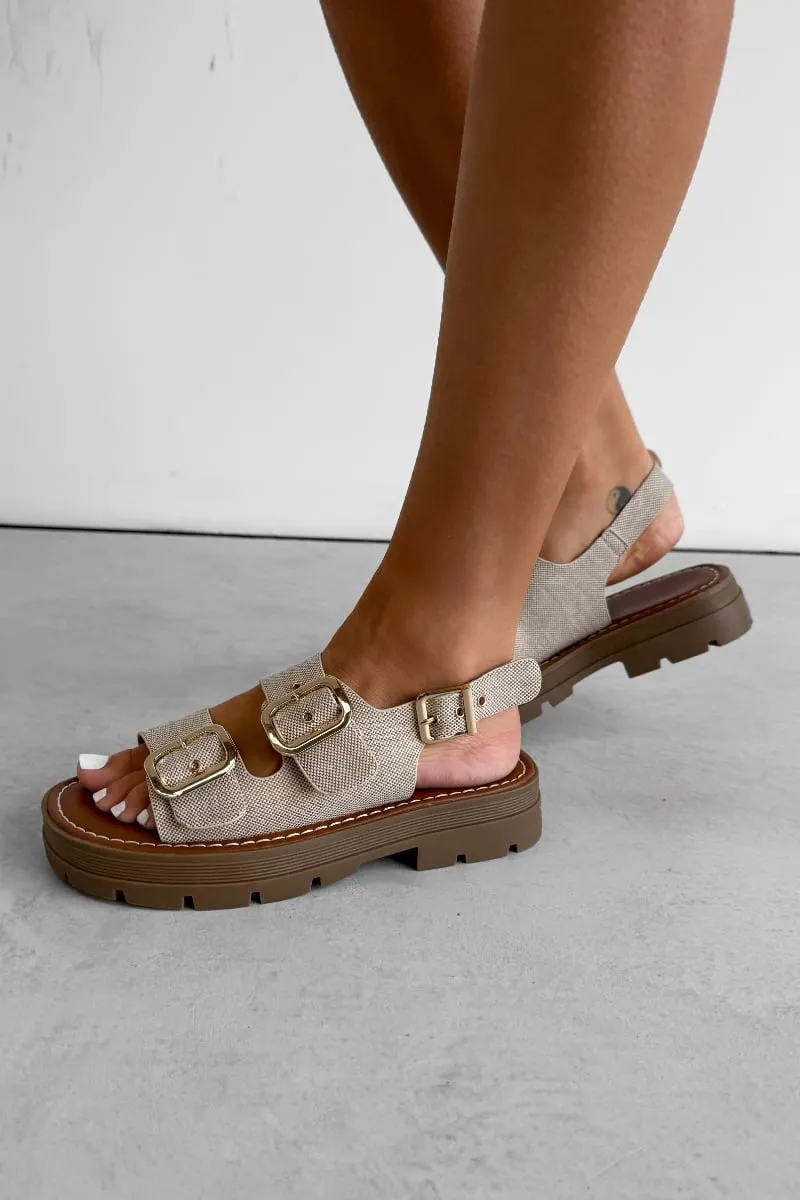 CHARLIE Chunky Buckle Sandals - Beige