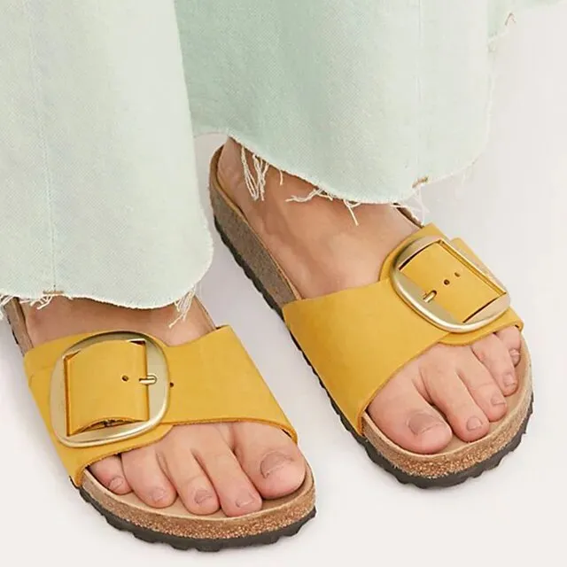 Chic Big Buckle Strap Women's Slip On Outdoor Slippers