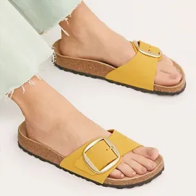 Chic Big Buckle Strap Women's Slip On Outdoor Slippers