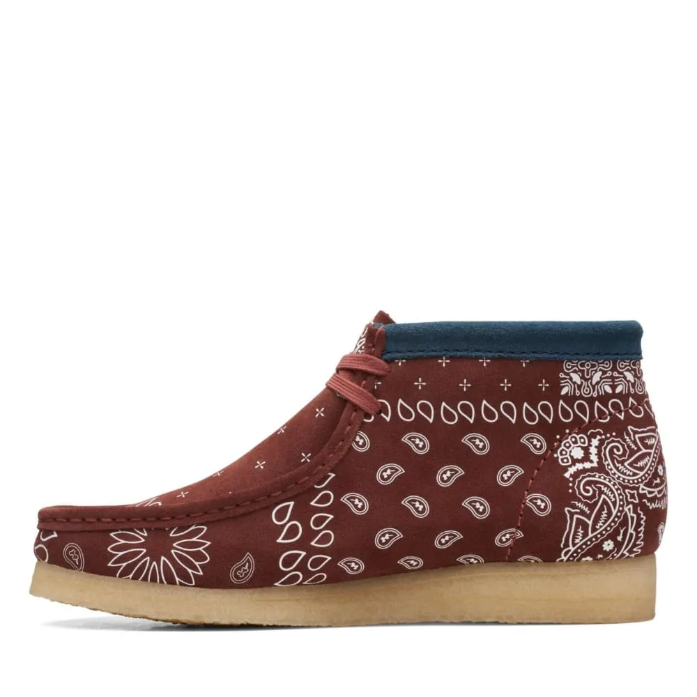 Clarks Originals Wallabee Boots Men's Brick Red Paisley Suede 26168826