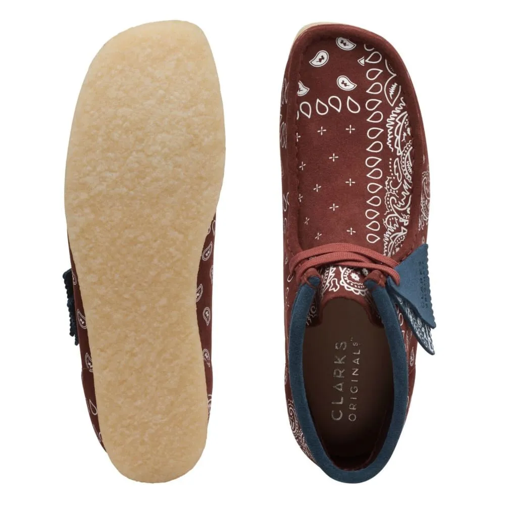 Clarks Originals Wallabee Boots Men's Brick Red Paisley Suede 26168826
