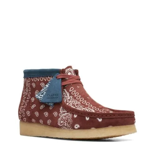 Clarks Originals Wallabee Boots Men's Brick Red Paisley Suede 26168826