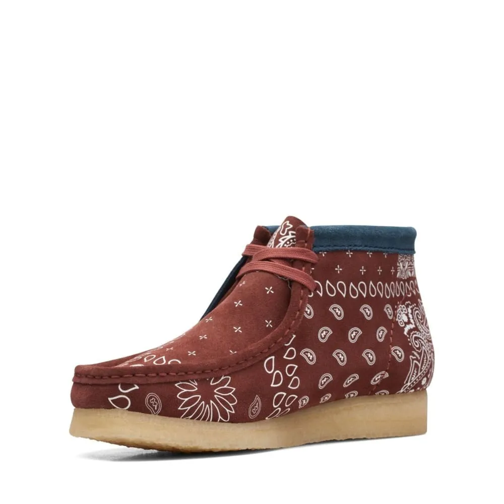 Clarks Originals Wallabee Boots Men's Brick Red Paisley Suede 26168826