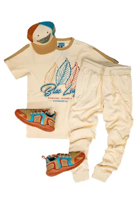 Classic Humble & Powerful Shirt, Classic Snapback, Cream Jogger, and Sneakers Combo