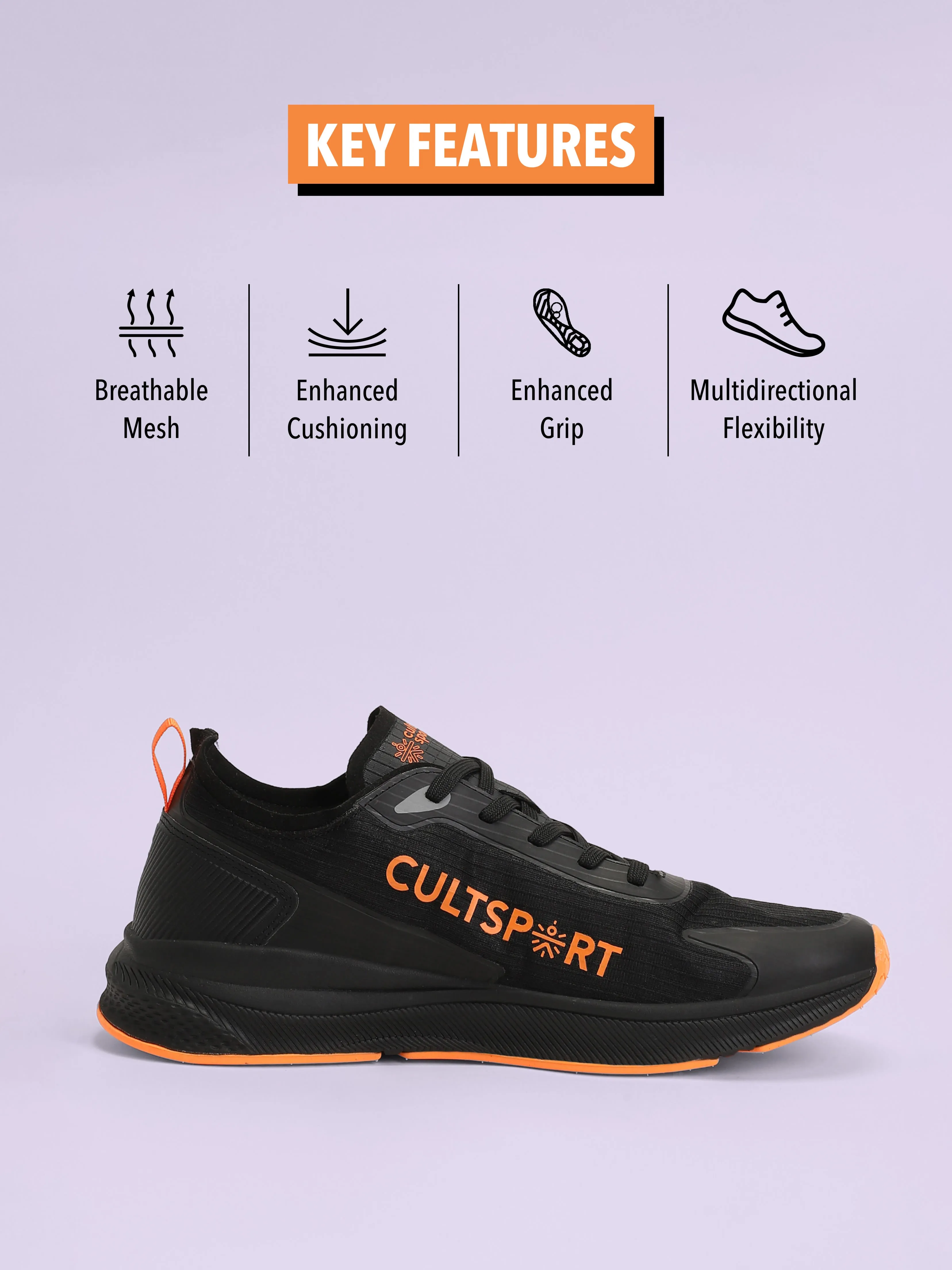 Comfort Men Running Shoes - Black/Orange