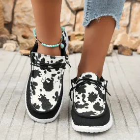 Dames Summer Loafers-Light slip-on schoenen met koeienpatroon