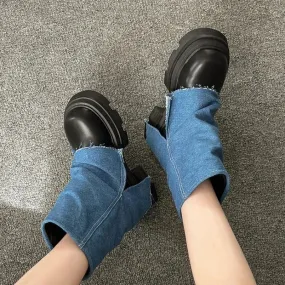 Joskaa Autumn Winter New Fashion Boots Women's Casual Pants Boots Thick-soled Mid-calf Tube Boots Head Short Boots Luxury Durable