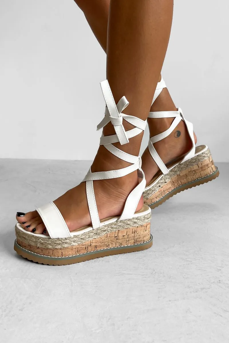 KICKING BACK Tie Up Espadrille Sandals - White
