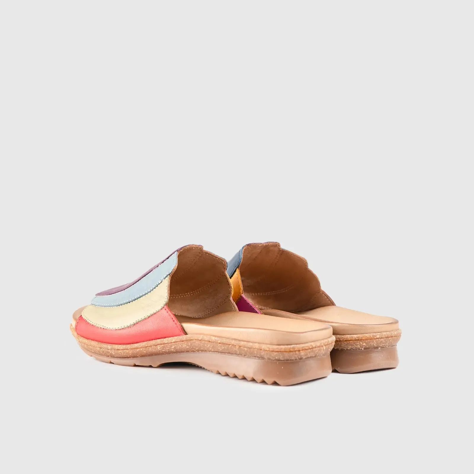 Leather Flat Comfort Sandals Multi 8421