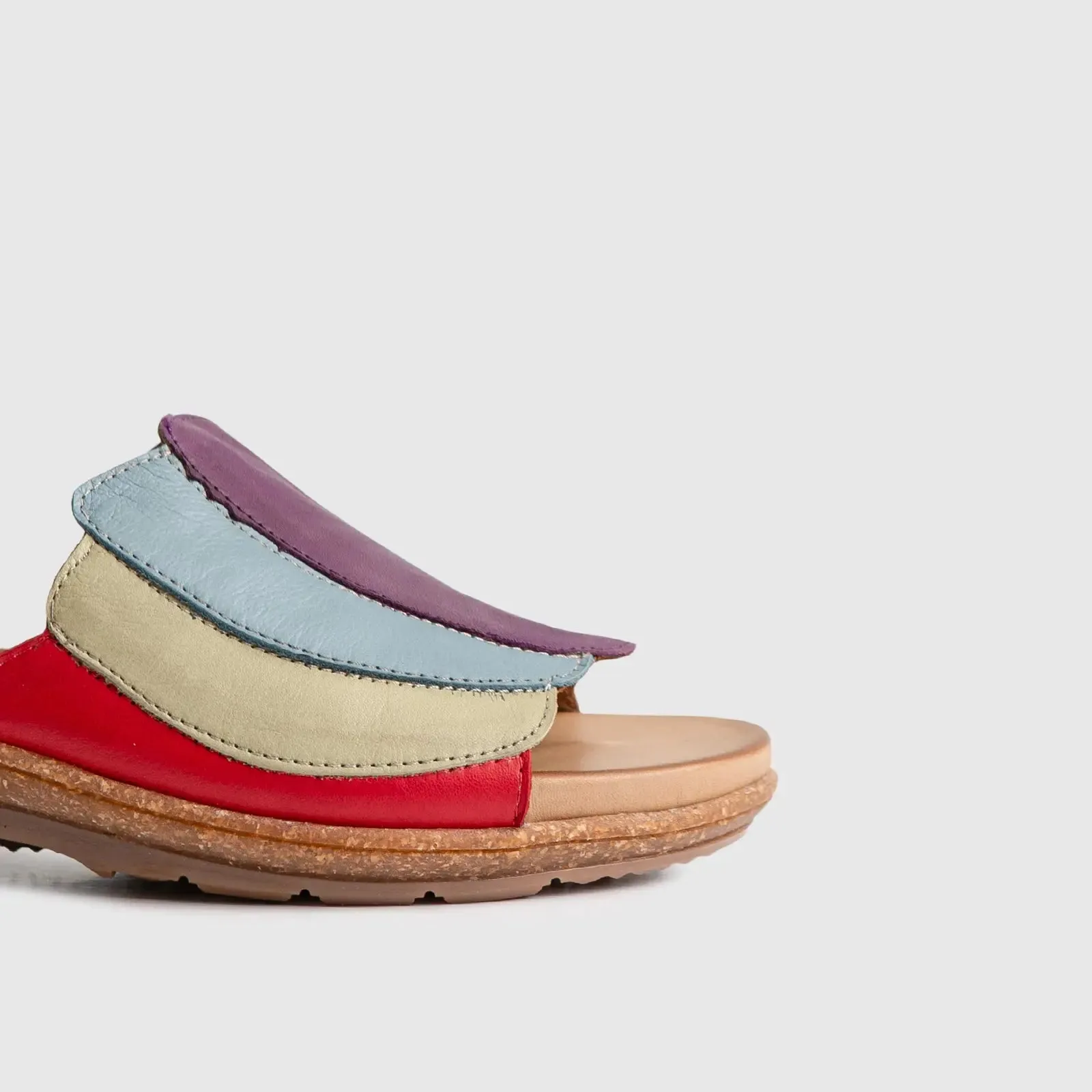 Leather Flat Comfort Sandals Multi 8421
