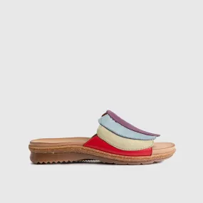 Leather Flat Comfort Sandals Multi 8421