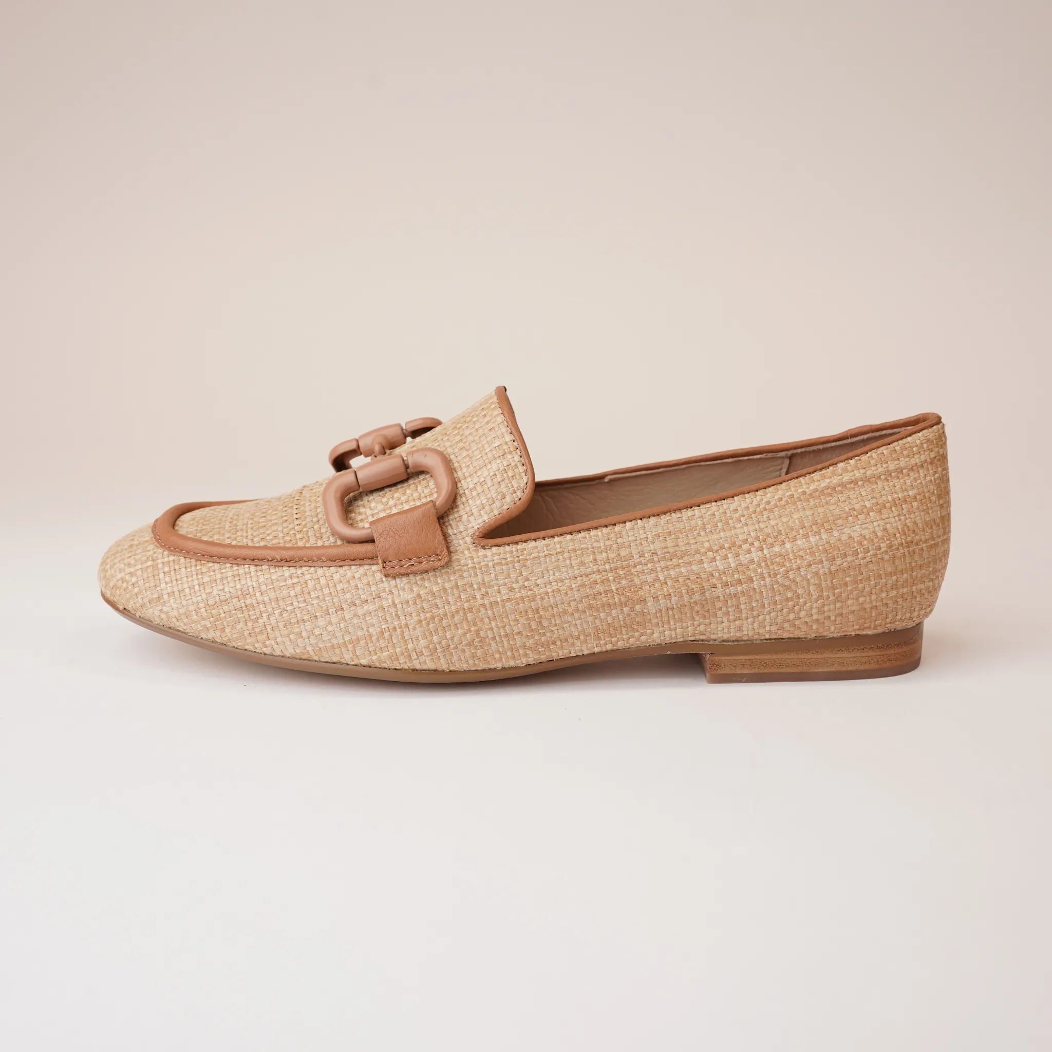 Mansur Camel Raffia/ Dk Tan Leather Loafers