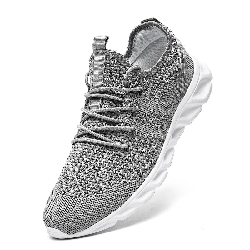 Men's Casual Sport Shoes Light, Breathable Mesh White Sneakers, Black Running Shoes - Athletic Tennis Shoes for Outdoor Jogging