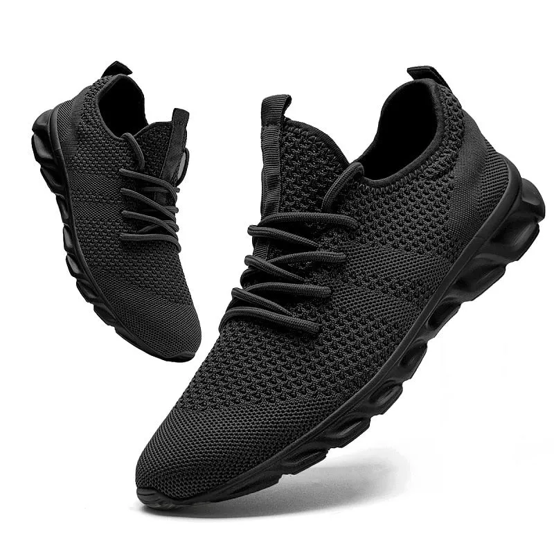 Men's Casual Sport Shoes Light, Breathable Mesh White Sneakers, Black Running Shoes - Athletic Tennis Shoes for Outdoor Jogging