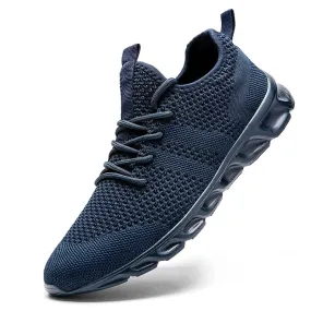 Men's Casual Sport Shoes Light, Breathable Mesh White Sneakers, Black Running Shoes - Athletic Tennis Shoes for Outdoor Jogging