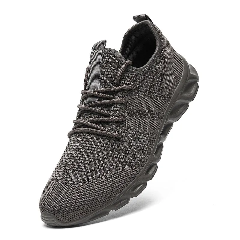 Men's Casual Sport Shoes Light, Breathable Mesh White Sneakers, Black Running Shoes - Athletic Tennis Shoes for Outdoor Jogging