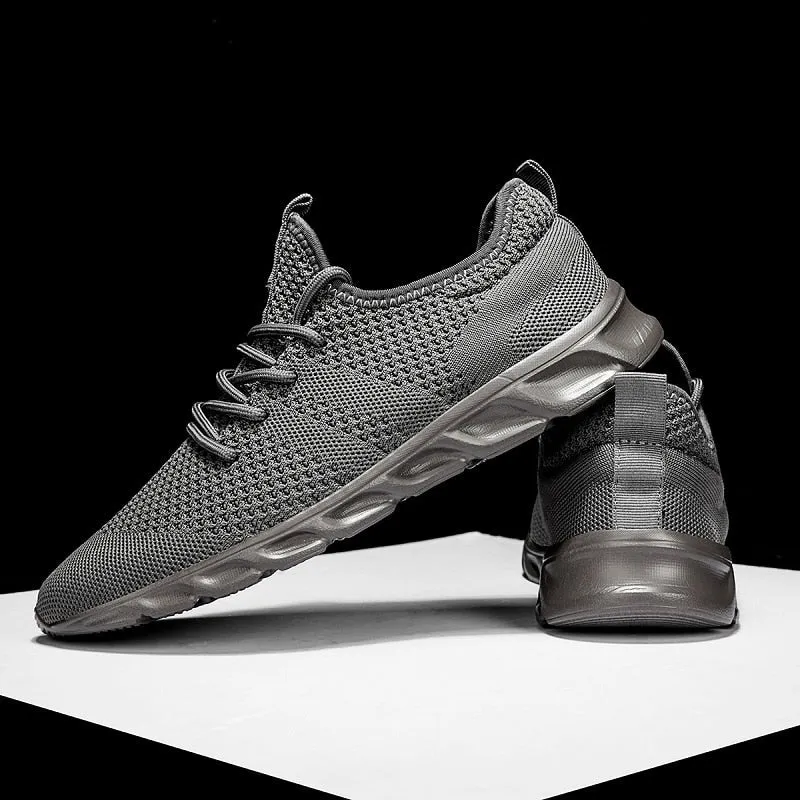 Men's Casual Sport Shoes Light, Breathable Mesh White Sneakers, Black Running Shoes - Athletic Tennis Shoes for Outdoor Jogging