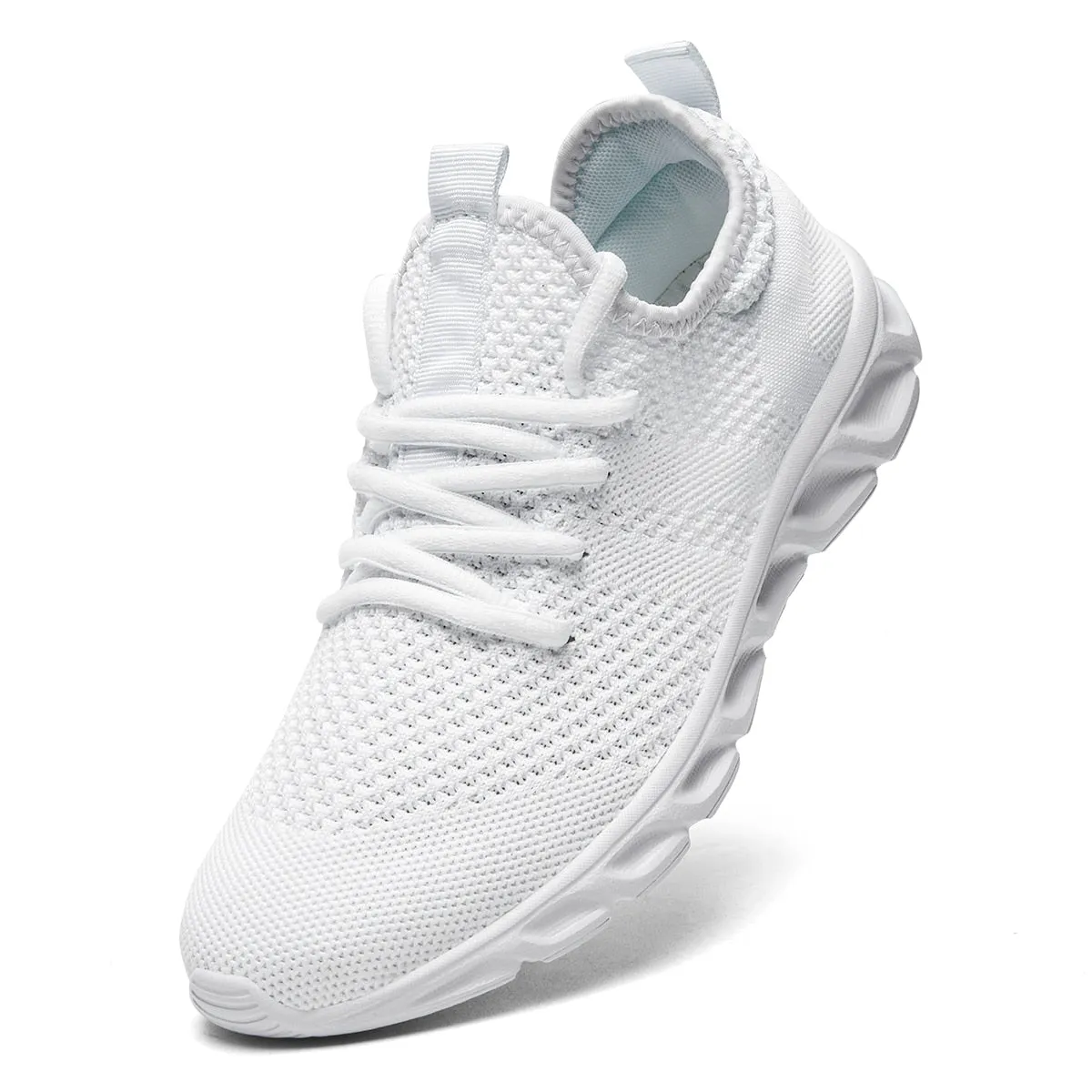 Men's Casual Sport Shoes Light, Breathable Mesh White Sneakers, Black Running Shoes - Athletic Tennis Shoes for Outdoor Jogging