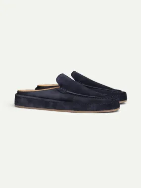 Navy Blue Suede Celeste Calm Mule Loafers