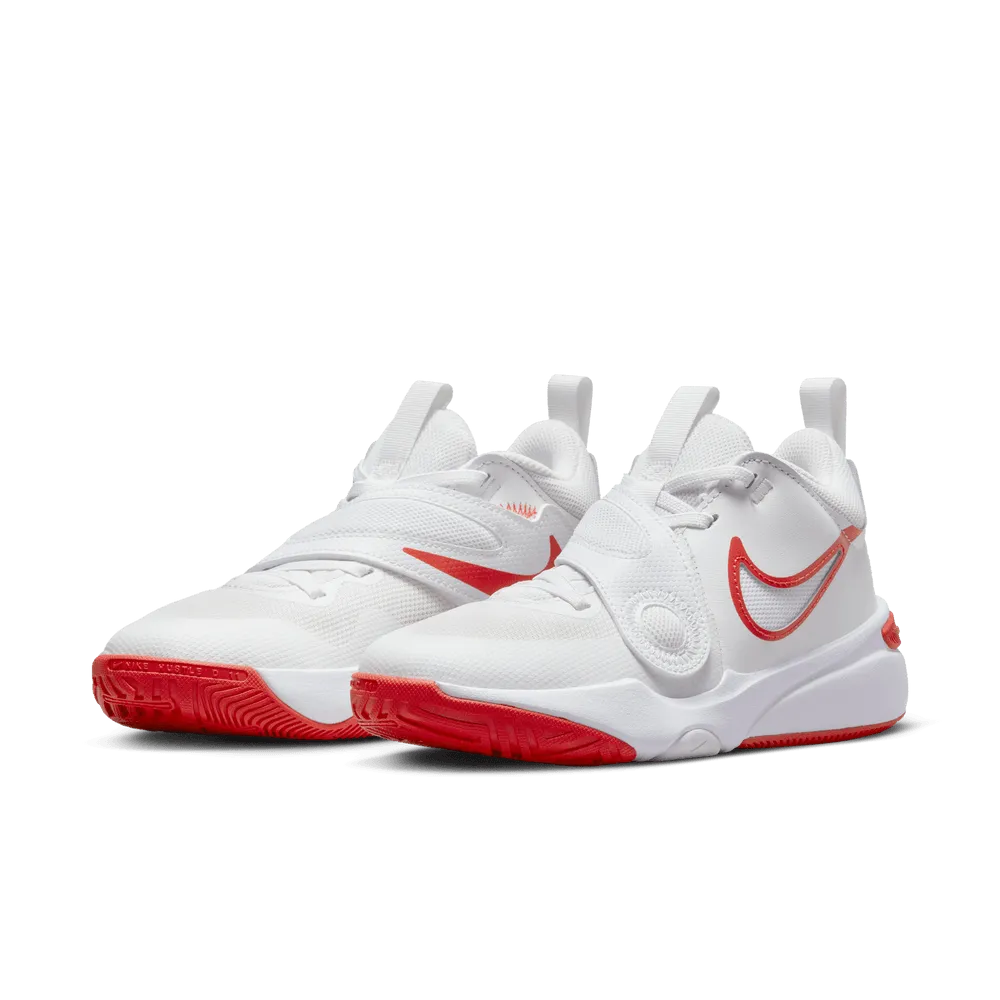 Nike Team Hustle D 11 Big Kids' Basketball Shoes (GS) 'White/Red'