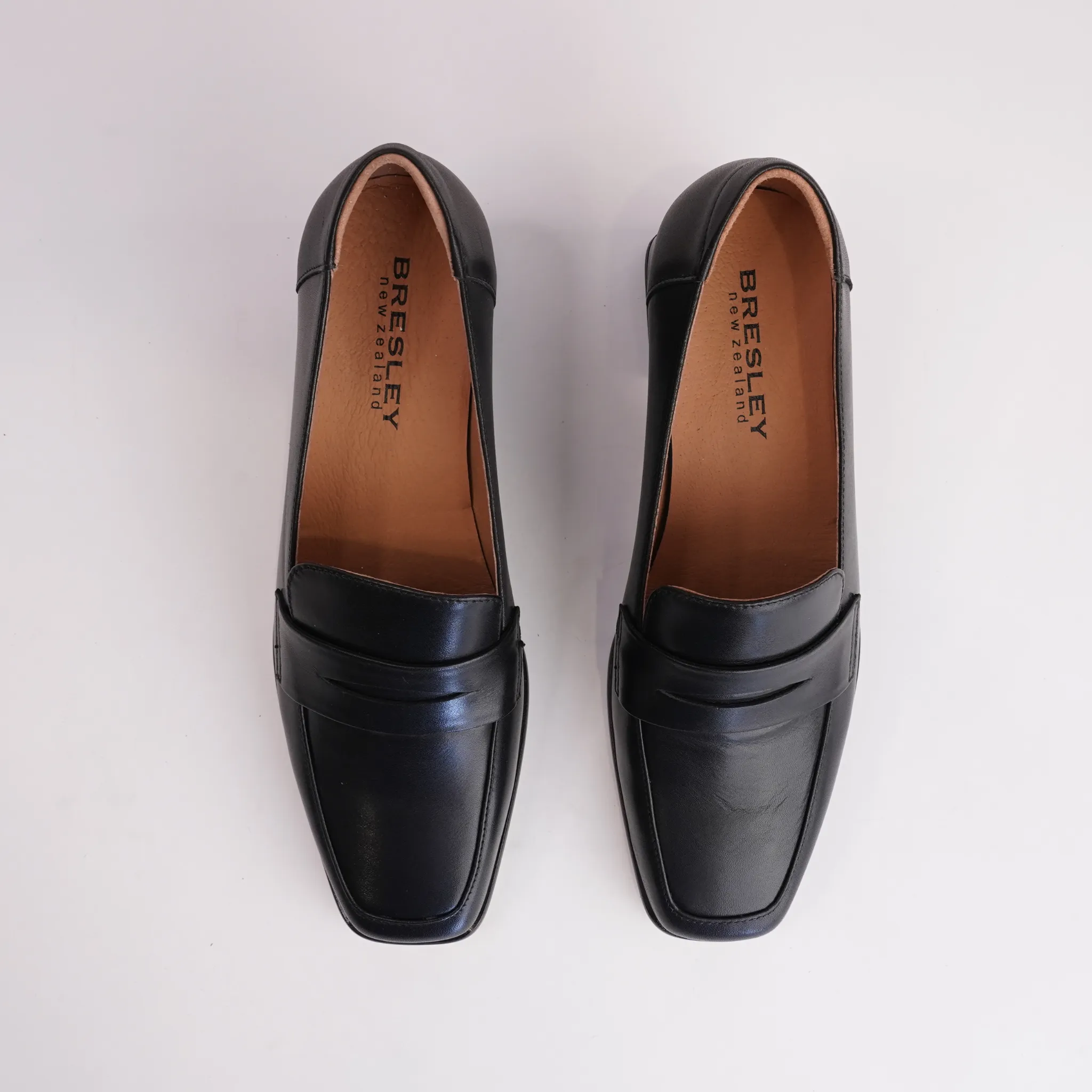 Pavon Black Leather Heeled Loafers