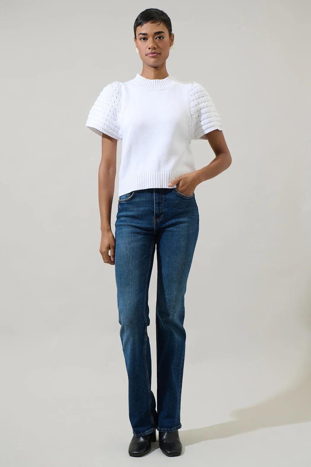Pearla Crochet Sleeve Sweater