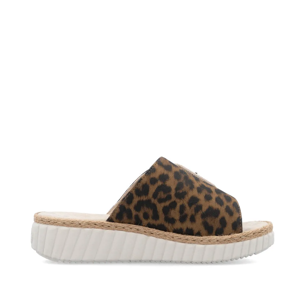 Rieker Ladies Buckle Trim Leopard Backless Sandal