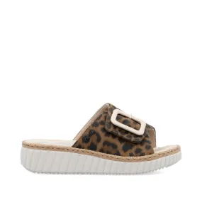 Rieker Ladies Buckle Trim Leopard Backless Sandal