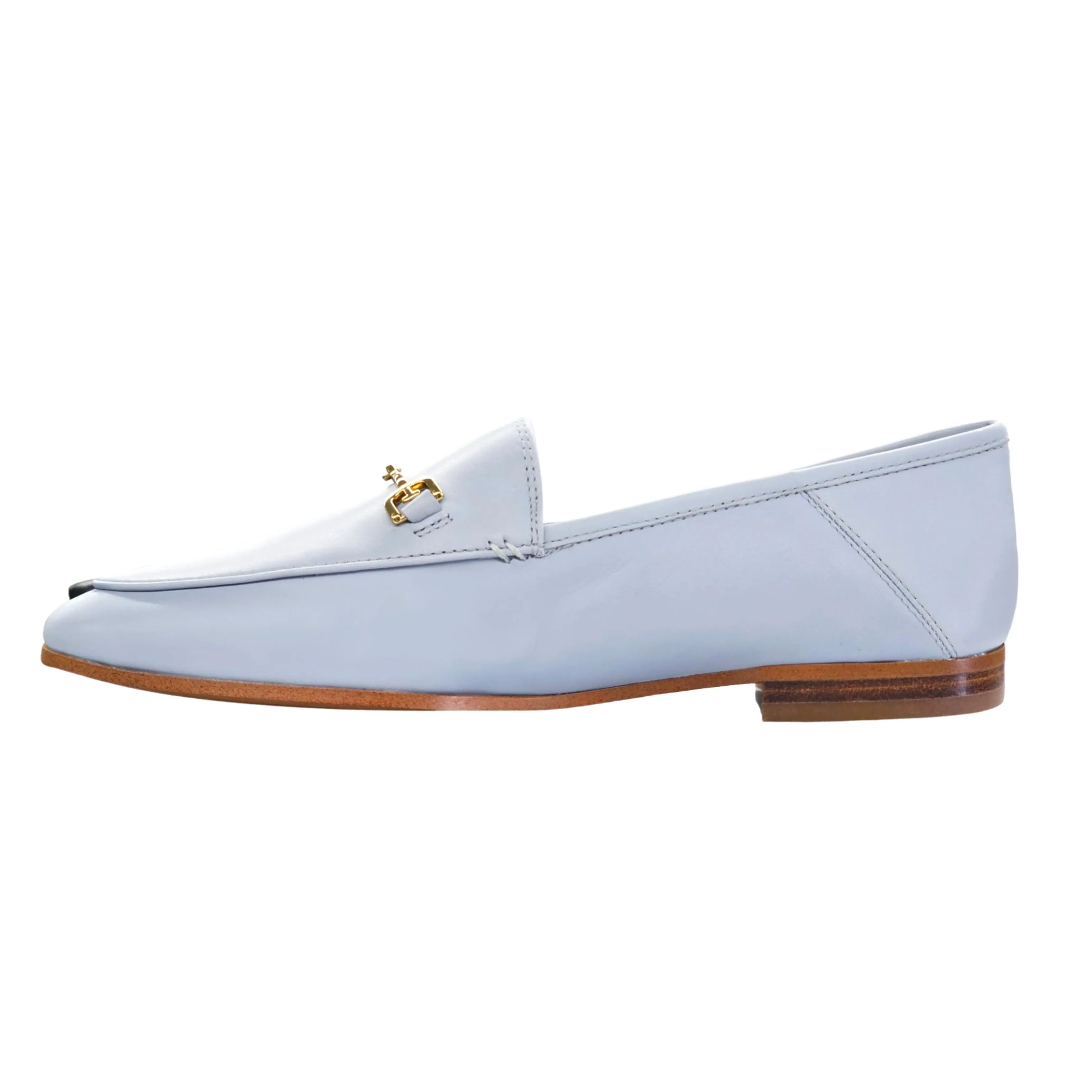 Sam Edelman Loraine Light Blue Almond Toe Slip On Stacked Heel Fashion Loafers