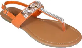 women's jewel plated sandal (orange) Case of 18