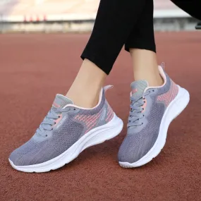 Womens Knitted Lace-up Breathable Sneakers