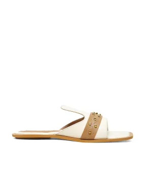 Women's White Flat Fashion Beads Strap Lightweight Sandals